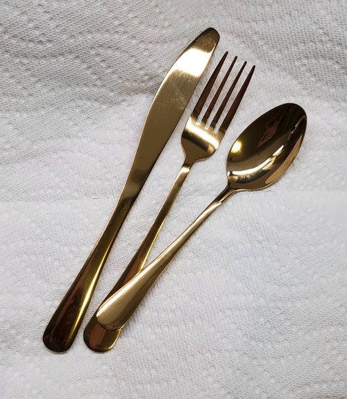 3 Piece Gold Cutlery Set