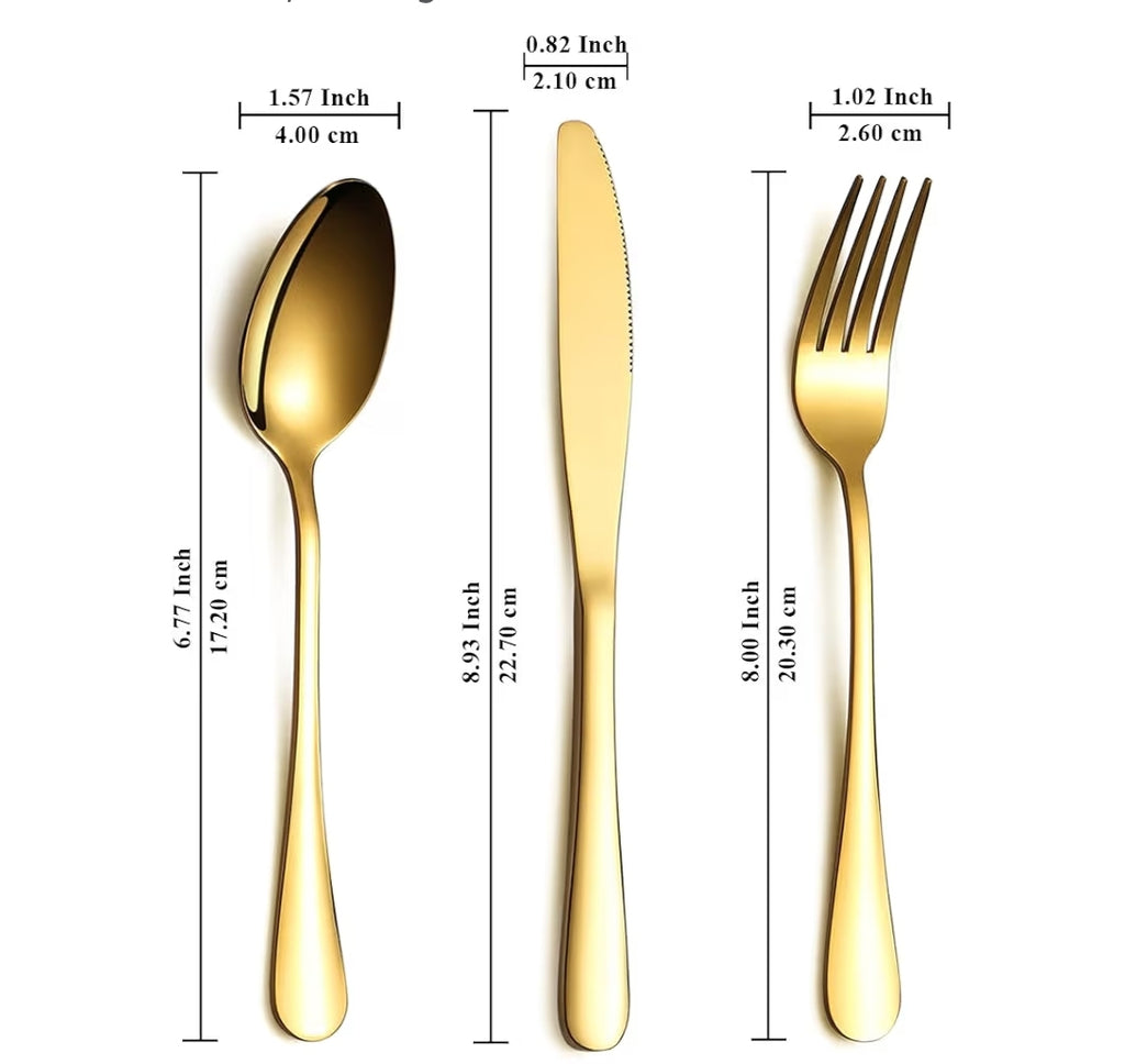 3 Piece Gold Cutlery Set