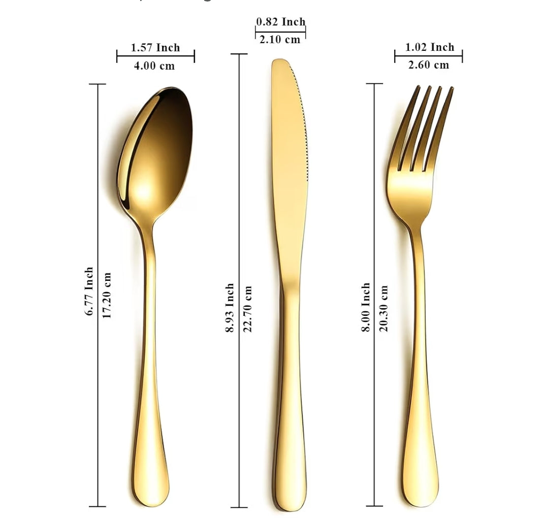 3 Piece Gold Cutlery Set