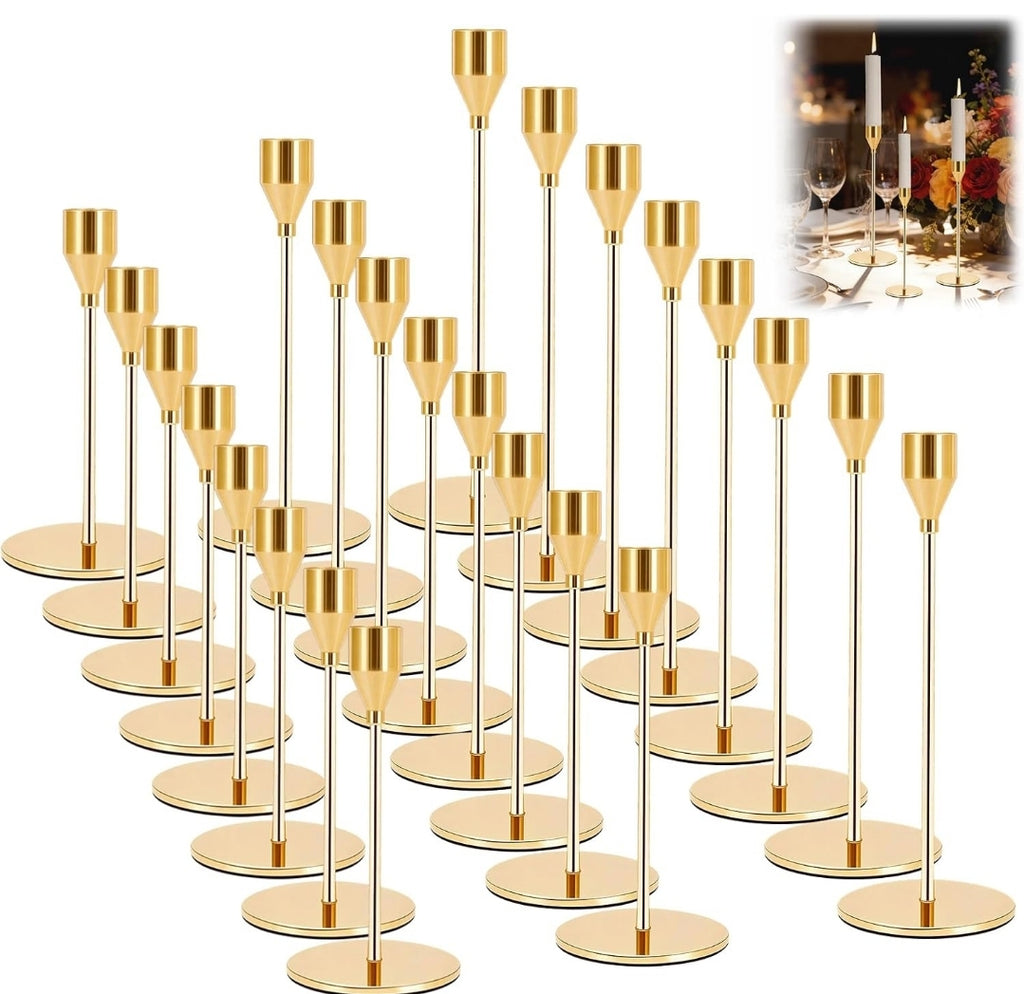 Gold Taper Candle Holder- Set of 3