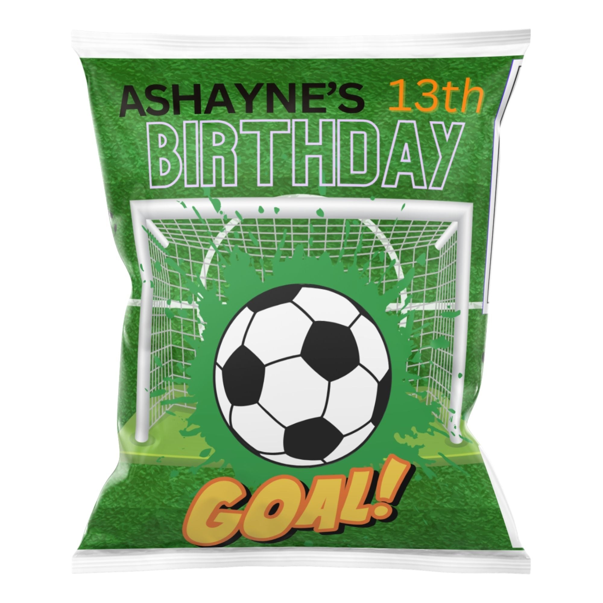 Custom party favor snack bag with name and theme