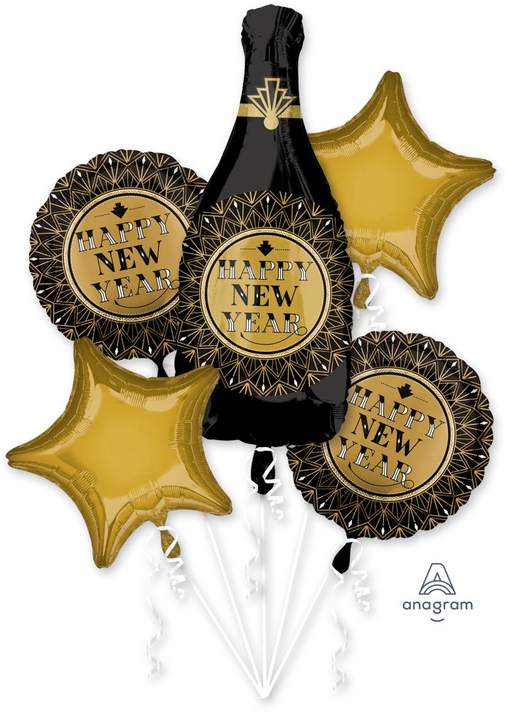 New Year Champagne Balloon Bouquet
