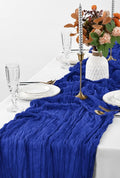 royal blue cheesecloth table runner